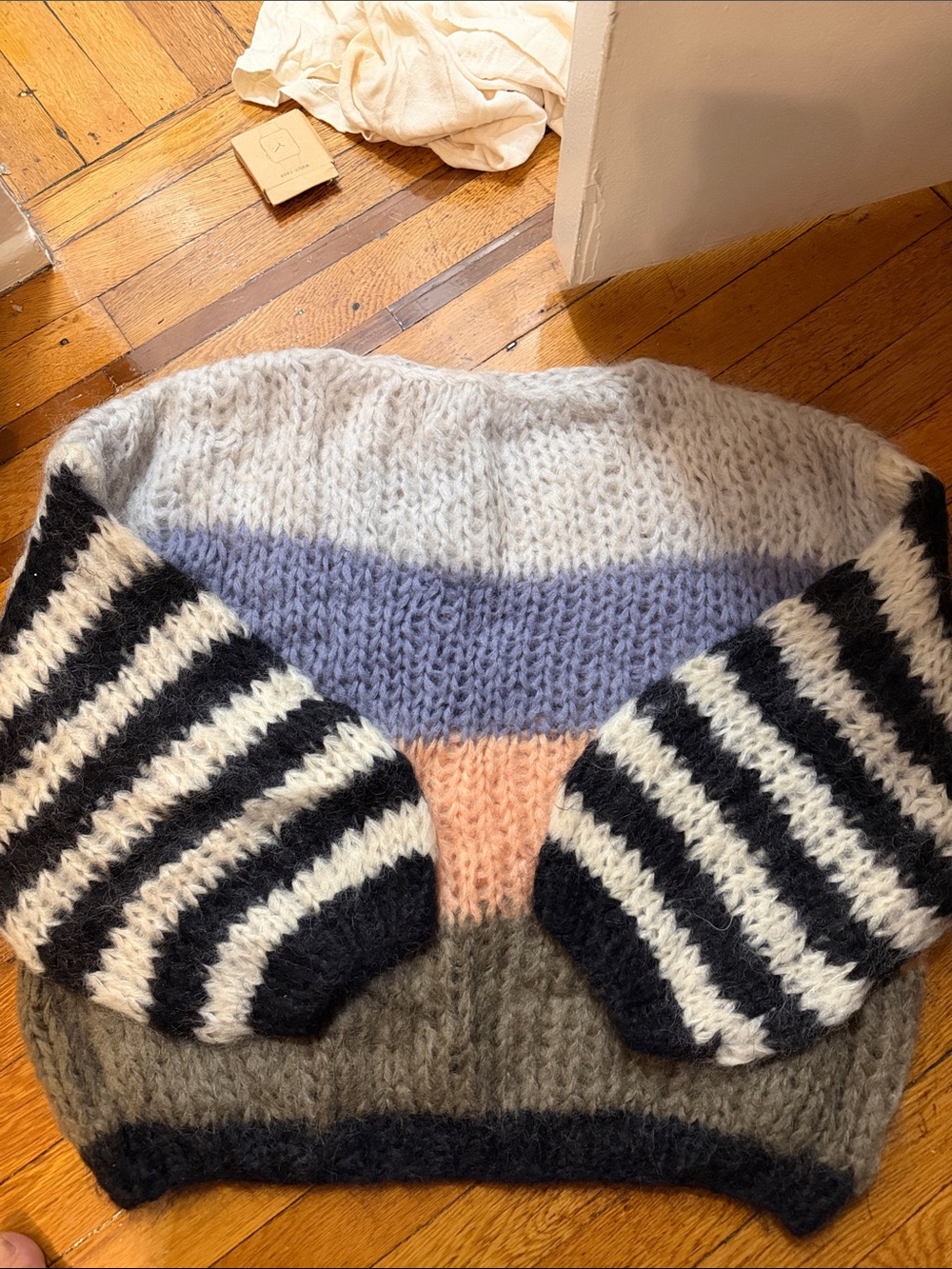 Cozy Striped Multicolor Mohair-Blend Women's Sweater
